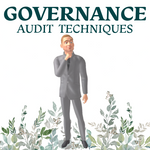 Man in a suit with 'Governance Audit Techniques' text and foliage at the bottom