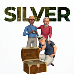 Three 3D rendered characters standing above a treasure chest with the word 'SILVER' in the background.